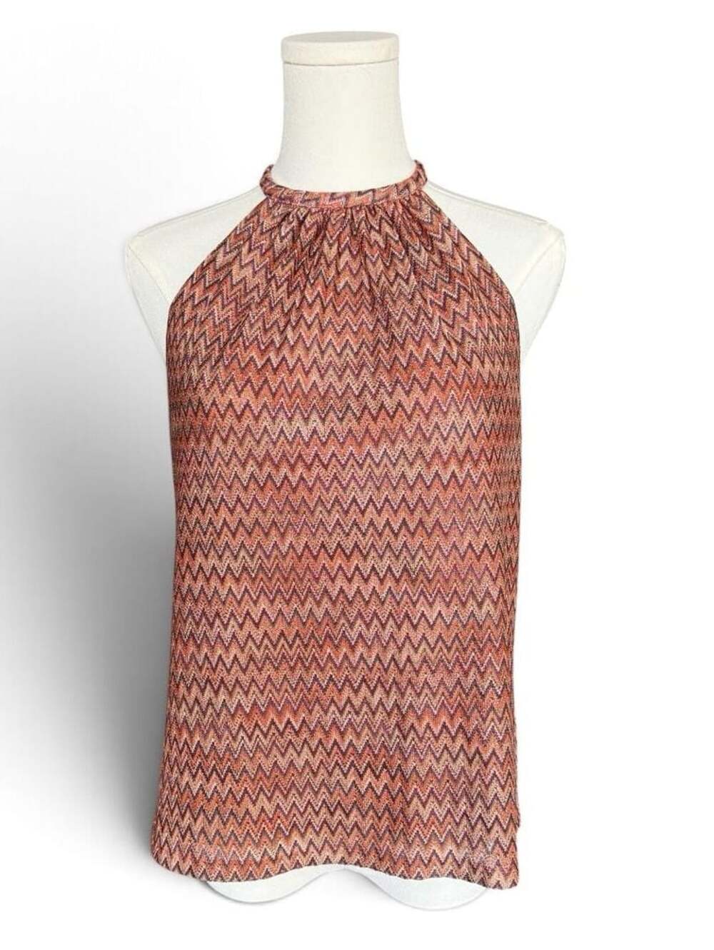 Ramy Brook Kimmi Halter Top Size S Multicolor Chevron Knit Sleeveless